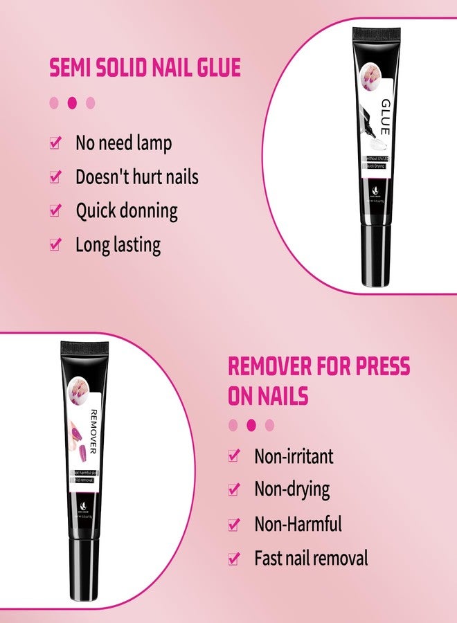 MAGIC ARMOR 15g Semi Solid Nail Glue with 15g Remover for Press On Nails Tips Gel Nail Glue No Need for UV Lamp Quick Drying a Long Lasting Fake Acrylic Nail - Image 2